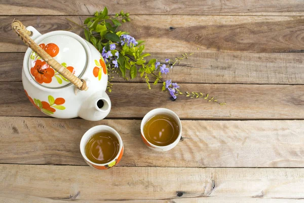 Pflanzliche Gesunde Getränke Heißer Tee Mit Teekanne Lifestyle Entspannen Und — Stockfoto