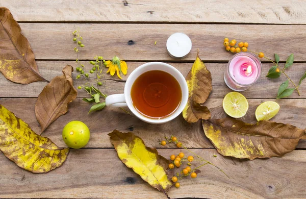 Herbal Healthy Drinks Hot Lemon Tea Health Care Cough Sore — Stock Photo, Image