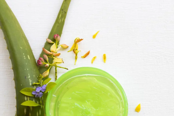Natural Cosmetics Herbal Aroma Soothing Gel Extract Herbal Aloe Vera — Stock Photo, Image