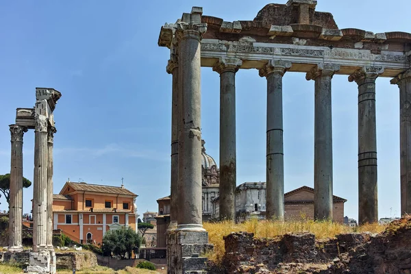 Ruinas Del Templo Saturno Colina Capitolina Ciudad Roma Italia — Foto de Stock