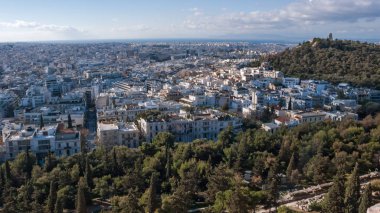 Atina, Yunanistan - 20 Ocak 2017: Panoramik Acropolis şehir Atina'ya, Attica, Yunanistan