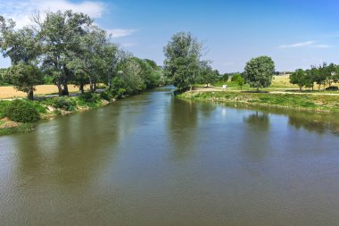 Edirne, Türkiye - 26 Mayıs 2018: Manzara, Tunca Nehri Edirne şehri, Doğu Trakya, Türkiye'de
