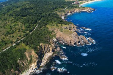 Kavatsite - hava görünümünü kum tepeleri yakınındaki şehir, Sozopol, Burgaz bölge, Bulgaristan 