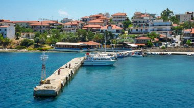 Ammouliani, Chalkidiki, Yunanistan - 27 Temmuz 2012: Panoramik Ammouliani Adası, Athos, Chalkidiki, Orta Makedonya, Yunanistan 