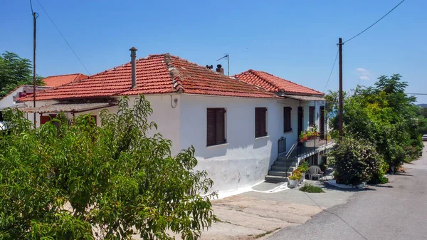 Ammouliani Chalkidiki Griechenland Juli 2012 Straße Und Häuser Auf Der — Stockfoto