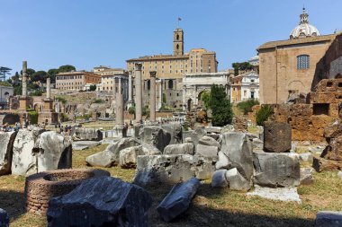 Rome, İtalya - 24 Haziran 2017: Harabeleri, Roma Forumu ve Capitoline Tepesi City Roma, İtalya