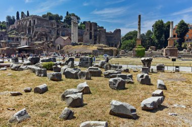 Rome, İtalya - 24 Haziran 2017: Panorama Roma Forumu ve Capitoline Tepesi City Roma, İtalya