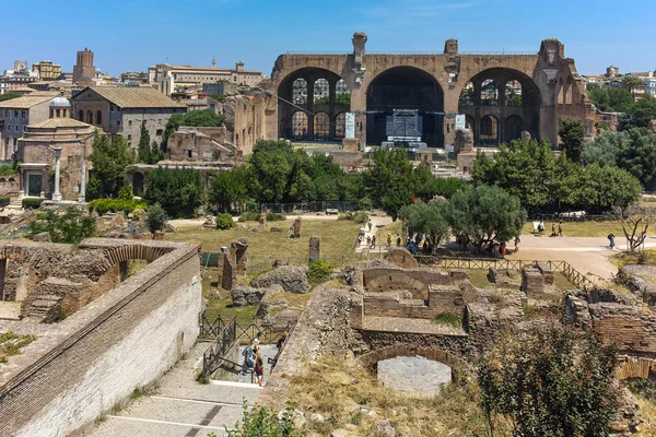 Roma Itália Junho 2017 Panorama Fórum Romano Capitólio Cidade Roma — Fotografia de Stock