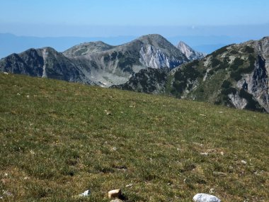 Pirin Dağı, Bulgaristan için Vihren tepe tırmanma panoramik görünümünden rota