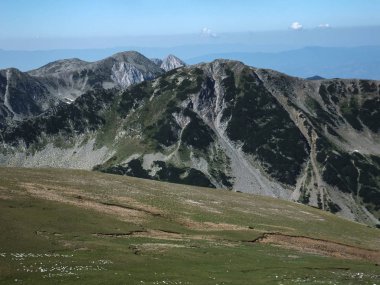 Pirin Dağı, Bulgaristan için Vihren tepe tırmanma panoramik görünümünden rota