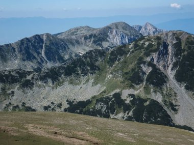 Pirin Dağı, Bulgaristan için Vihren tepe tırmanma panoramik görünümünden rota