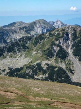 Pirin Dağı, Bulgaristan için Vihren tepe tırmanma panoramik görünümünden rota