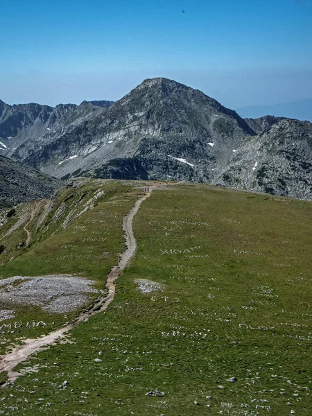 Pirin Dağı Bulgaristan Için Vihren Tepe Tırmanma Panoramik Görünümünden Rota — Stok fotoğraf