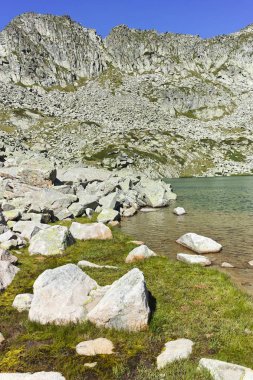 Peyzaj Argirovo göl kenarında Dzhano tepe, Pirin Dağı, Bulgaristan