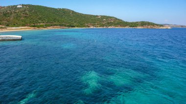 Ammouliani Island, Athos, Chalkidiki, Orta Makedonya, Yunanistan sahil şeridi 