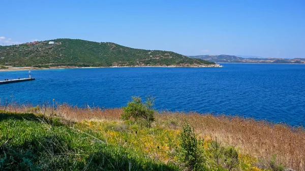 Litoral Ilha Ammouliani Athos Chalkidiki Macedónia Central Grécia — Fotografia de Stock