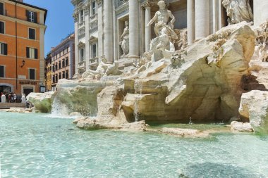 Rome, İtalya - 23 Haziran 2017: Görünüm, Trevi Çeşmesi (Fontana di Trevi) City Roma, İtalya
