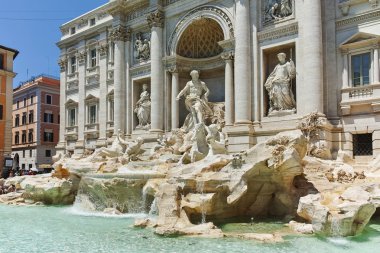 Rome, İtalya - 23 Haziran 2017: Görünüm, Trevi Çeşmesi (Fontana di Trevi) City Roma, İtalya