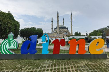 Edirne, Türkiye - 26 Mayıs 2018: Dış görünümü Selimiye cami inşa 1569 ve 1575 arasında şehir, Edirne'Doğu Trakya, Türkiye