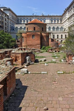 Sofia, Bulgaristan - 24 Nisan 2018: kilise St. George Rotunda Sofya, Bulgaristan görünümünü şaşırtıcı