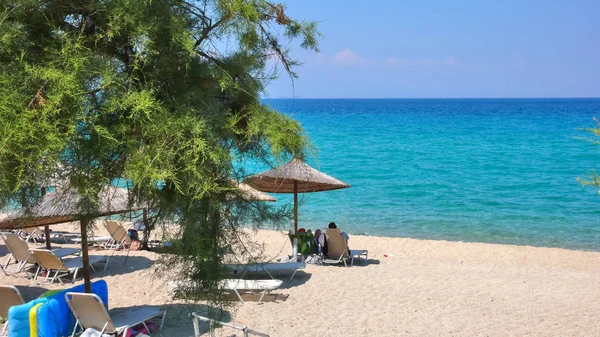 Ierissos Grækenland Juli 2012 Strand Kystgade Byen Ierissos Athos Chalkidiki - Stock-foto