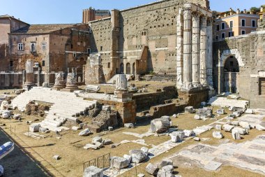 Rome, İtalya - 23 Haziran 2017: Roma, İtalya forumda Nerva görünümünü şaşırtıcı