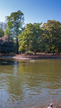 Sofia, Bulgaristan - 5 Ekim 2018: Yatay, ağaçlar ve bahçeler Borisova gradina (Boris Bahçe) şehir Sofya, Bulgaristan