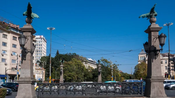 Sofia Bulgarien Oktober 2018 Herbstblick Der Adlerbrücke Über Den Fluss — Stockfoto