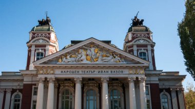 Sofia, Bulgaristan - 5 Ekim 2018: Bina Milli Tiyatrosu Ivan Vazov Sofya, Bulgaristan