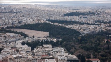 Muhteşem panoramik şehir Atina Lycabettus Hill, Attica, Yunanistan