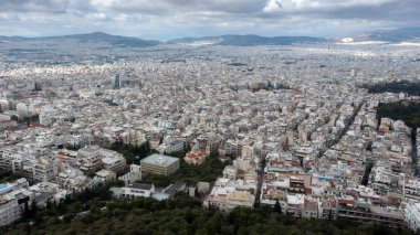Muhteşem panoramik şehir Atina Lycabettus Hill, Attica, Yunanistan