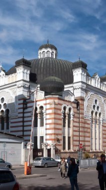 Sofia, Bulgaristan - 26 Ekim 2018: Bina, Sofia Synagogue City, Sofia, Bulgaristan