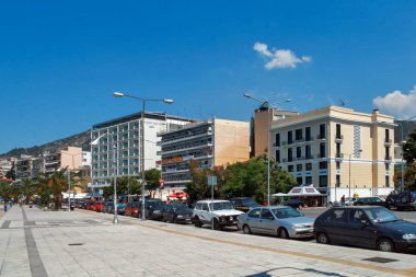 Kavala, Yunanistan - 17 Haziran 2011: Panoramik şehir Kavala, Doğu Makedonya ve Trakya, Yunanistan, ortasına