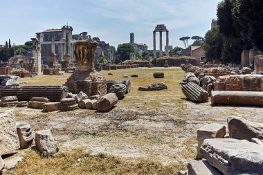 Rome, İtalya - 24 Haziran 2017: Panorama, kalıntıları, Roma Forumu ve Capitoline Tepesi City Roma, İtalya