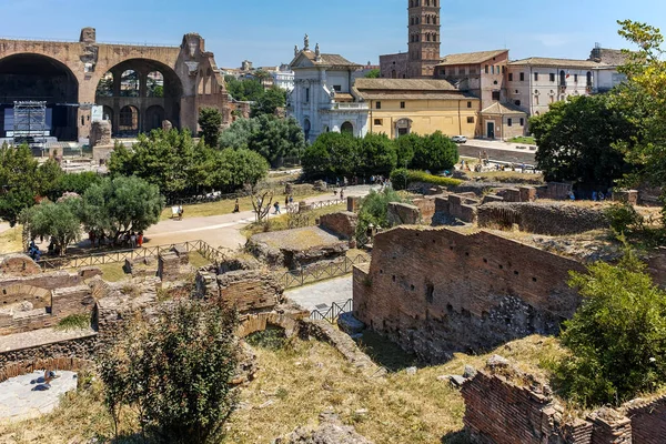 Rom Italien Juni 2017 Panorama Der Ruinen Des Römischen Forums — Stockfoto