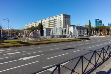 Madrid, İspanya - 21 Ocak 2018: Yapı Bakanlığı istihdam ve sosyal güvenlik şehir Madrid, İspanya