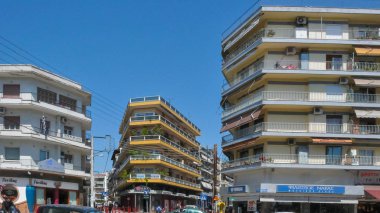 Serez, Yunanistan - 22 Nisan 2011: Panoramik şehir merkezi Serres, Doğu Makedonya ve Trakya, Yunanistan için