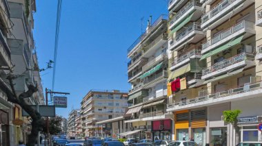 Serez, Yunanistan - 22 Nisan 2011: Panoramik şehir merkezi Serres, Doğu Makedonya ve Trakya, Yunanistan için