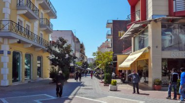 Serez, Yunanistan - 22 Nisan 2011: Panoramik şehir merkezi Serres, Doğu Makedonya ve Trakya, Yunanistan için