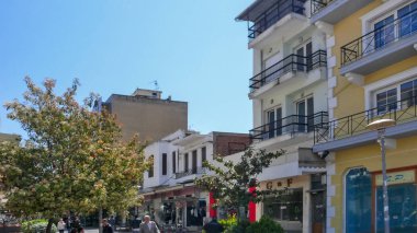 Serez, Yunanistan - 22 Nisan 2011: Panoramik şehir merkezi Serres, Doğu Makedonya ve Trakya, Yunanistan için