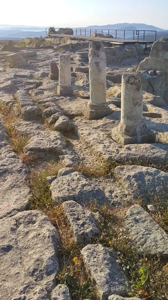 Vista Nascer Sol Antiga Cidade Trácia Perperikon Região Kardzhali Bulgária — Fotografia de Stock