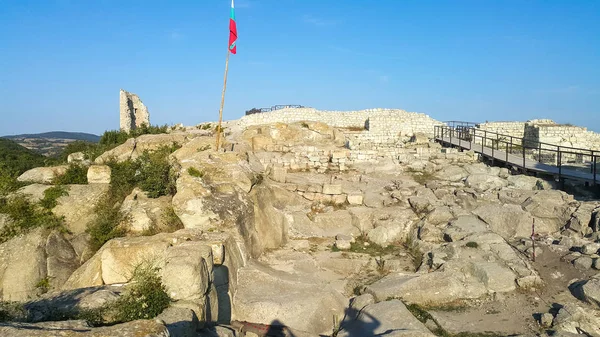 Vista Del Amanecer Antigua Ciudad Tracia Perperikon Región Kardzhali Bulgaria — Foto de Stock