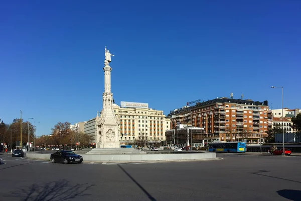 Madrid Španělsko Ledna 2018 Památník Columbus Plaza Colon Města Madrid — Stock fotografie