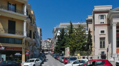 Serres, Yunanistan - 22 Nisan 2011: Serez, Orta Makedonya, Yunanistan'ın şehir merkezi görünümüne