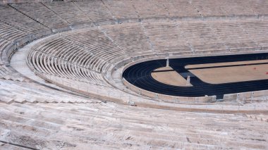 Atina, Yunanistan - 20 Ocak 2017: Panoramik Panathinaiko Stadyumu veya kallimarmaro Atina, Attica, Yunanistan