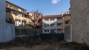 Petrich, Bulgaristan - 29 Aralık 2018: Panoramik şehir Petrich, bölge Yukarı Cuma, Bulgaristan'ın merkezinin
