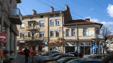 Petrich, Bulgaristan - 29 Aralık 2018: Panoramik şehir Petrich, bölge Yukarı Cuma, Bulgaristan'ın merkezinin