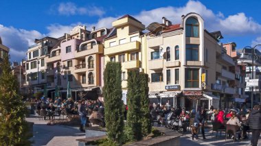 Petrich, Bulgaristan - 29 Aralık 2018: Panoramik şehir Petrich, bölge Yukarı Cuma, Bulgaristan'ın merkezinin