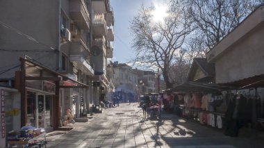 Petrich, Bulgaristan - 29 Aralık 2018: Panoramik şehir Petrich, bölge Yukarı Cuma, Bulgaristan'ın merkezinin