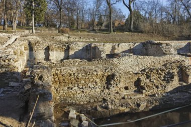 Gün batımı görünümü antik termal banyoları, Diocletianopolis, Hisarya kasaba, Plovdiv Bölge, Bulgaristan